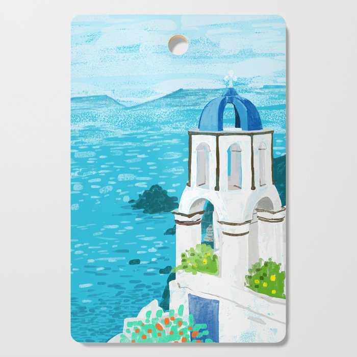 Greek Landscape #Painting #Travel #Greece Cutting Board