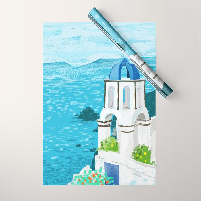 Greek Landscape #Painting #Travel #Greece Wrapping Paper