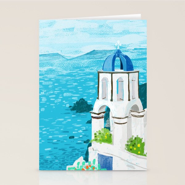 Greek Landscape #Painting #Travel #Greece Stationery Card