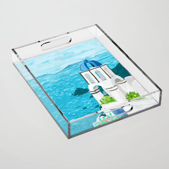Greek Landscape #Painting #Travel #Greece Acrylic Tray