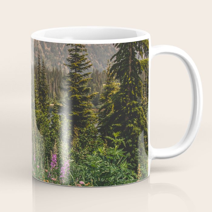 Mount Rainier Wildflower Adventure Vi - Pacific Northwest Mountain Forest Wanderlust Coffee Mug