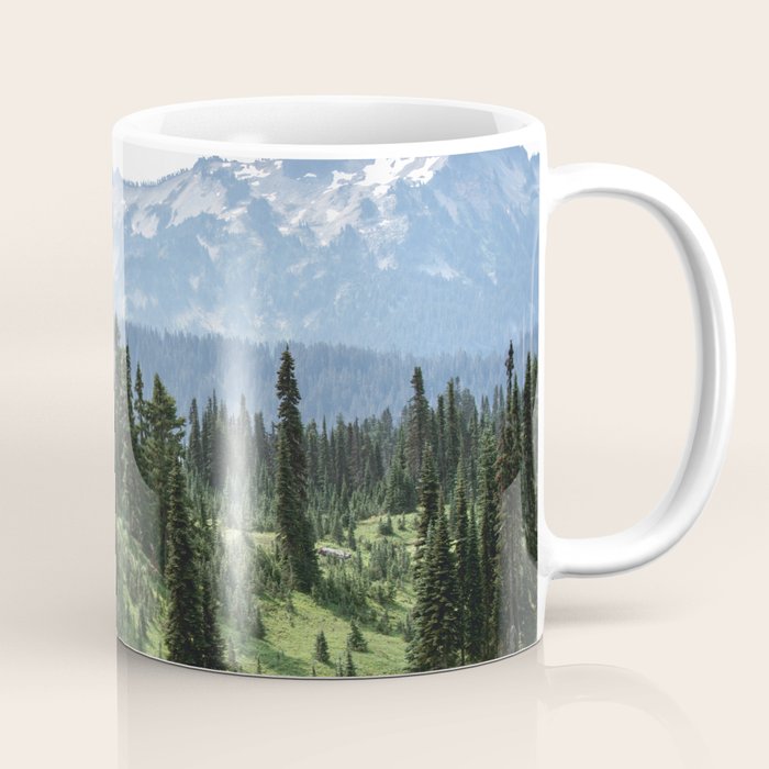 Mount Rainier Adventure - Pacific Northwest Mountain Forest Wanderlust Coffee Mug