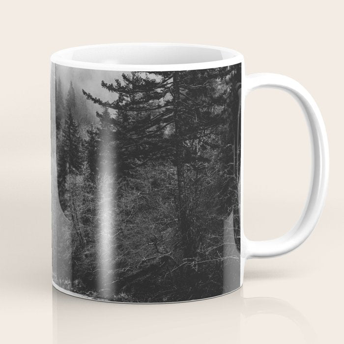 Pacific Northwest River - Black And White Nature Photography Coffee Mug