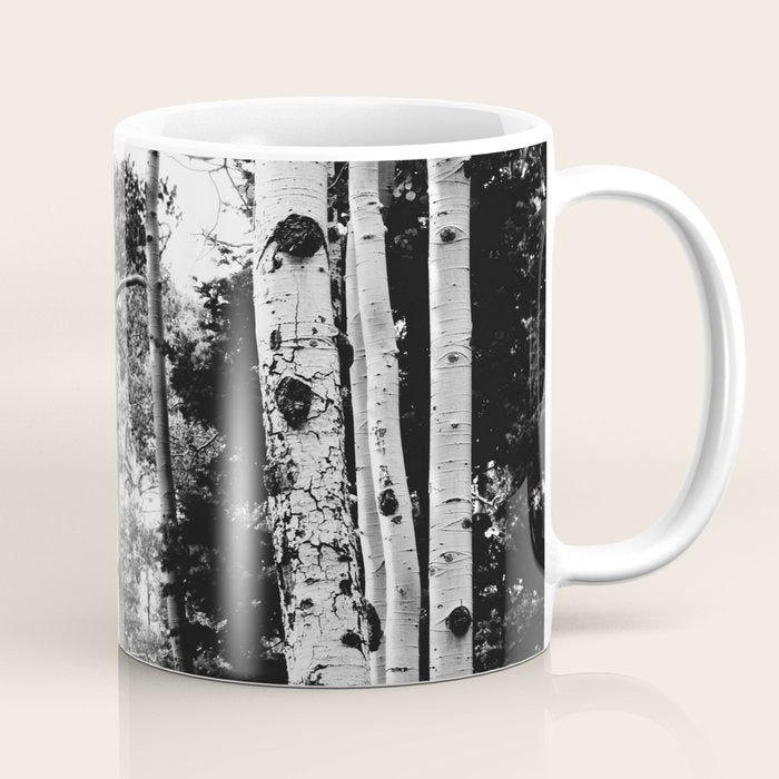 Aspen Forest - Black And White Nature Photography Coffee Mug