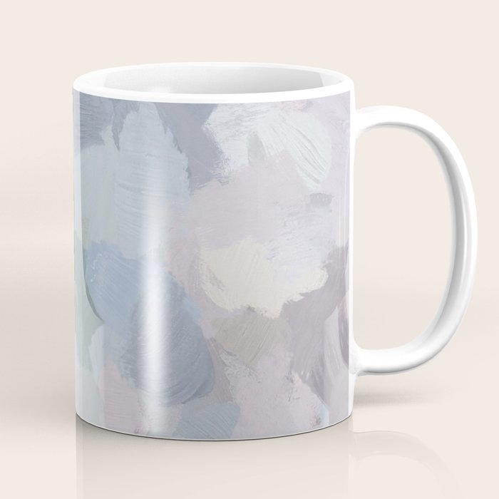 Final Flourishing - Navy Indigo Gray Blue Blush Pink Lavender Abstract Floral Spring Wall Art Coffee Mug