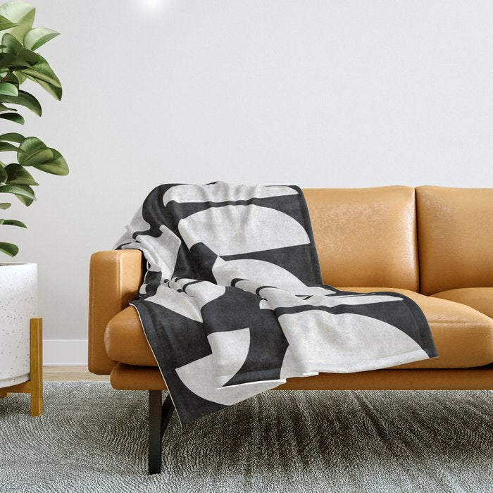 Mid-Century Modern Pattern No.8 - Black And White Throw Blanket