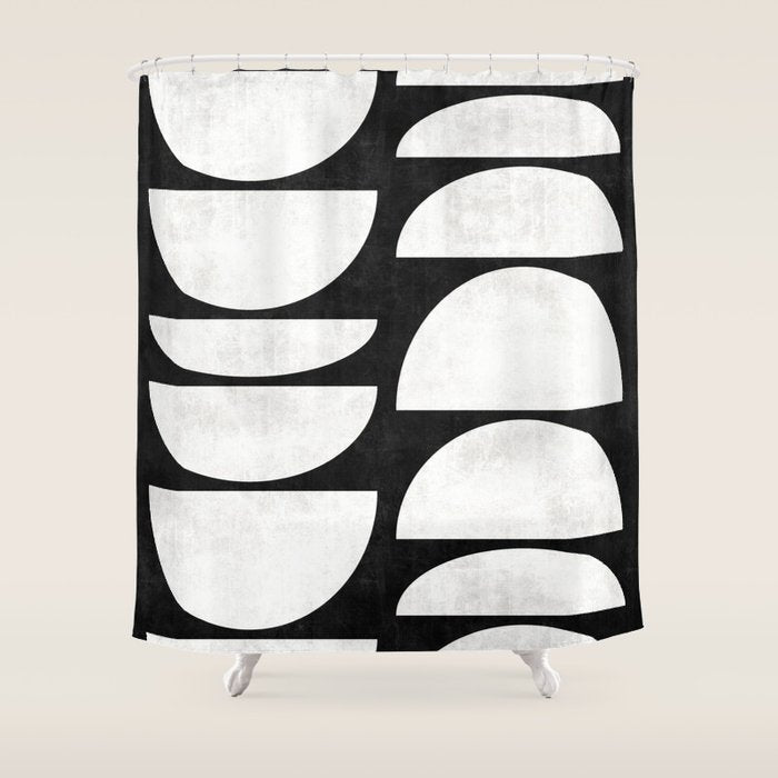 Mid-Century Modern Pattern No.8 - Black And White Shower Curtain