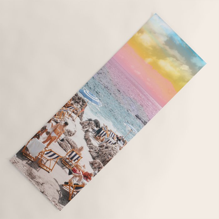 Beach Day, Travel Photography Digital Wall Decor, Tropical Beach Island Collage Yoga Mat