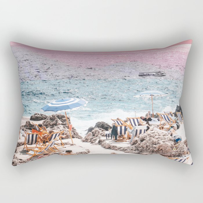 Beach Day, Travel Photography Digital Wall Decor, Tropical Beach Island Collage Rectangular Pillow