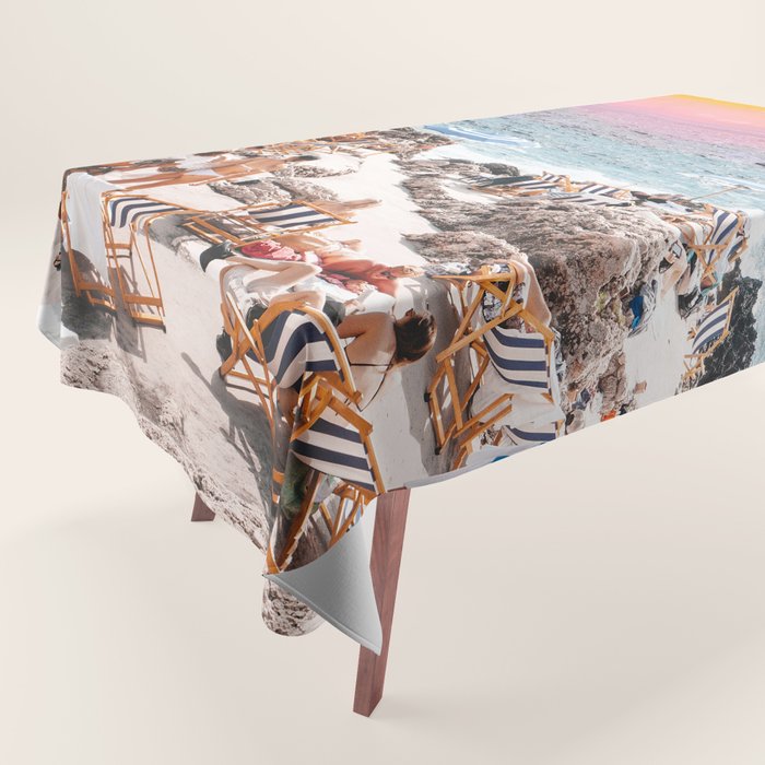 Beach Day, Travel Photography Digital Wall Decor, Tropical Beach Island Collage Tablecloth