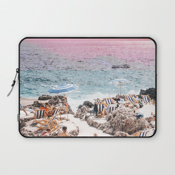 Beach Day, Travel Photography Digital Wall Decor, Tropical Beach Island Collage Laptop Sleeve