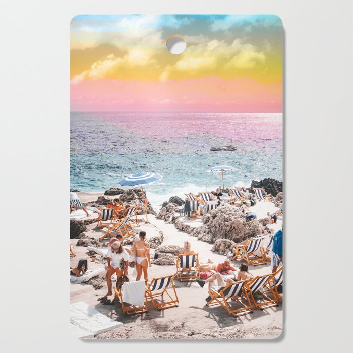 Beach Day, Travel Photography Digital Wall Decor, Tropical Beach Island Collage Cutting Board