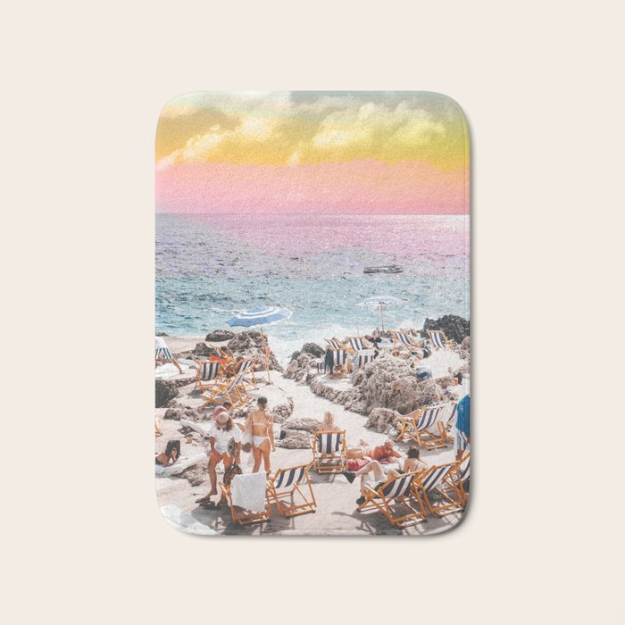 Beach Day, Travel Photography Digital Wall Decor, Tropical Beach Island Collage Bath Mat