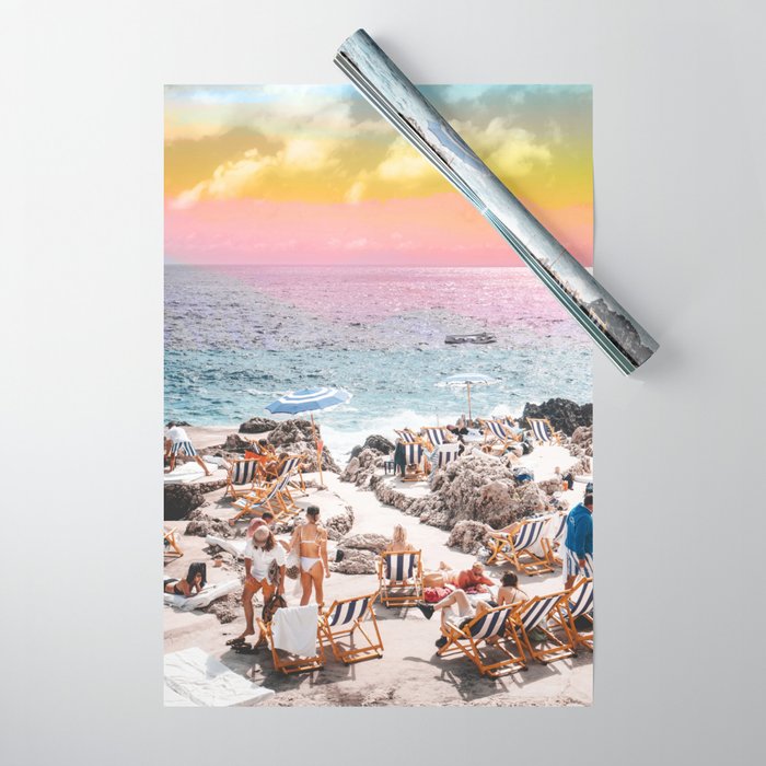 Beach Day, Travel Photography Digital Wall Decor, Tropical Beach Island Collage Wrapping Paper