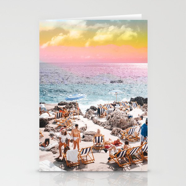 Beach Day, Travel Photography Digital Wall Decor, Tropical Beach Island Collage Stationery Card