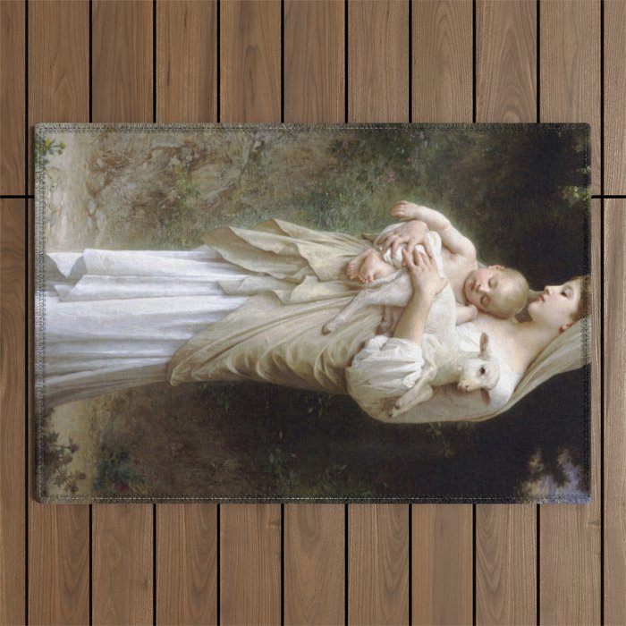 William-Adolphe Bouguereau "L'Innocence (Innocence)"(1893) Outdoor Rug