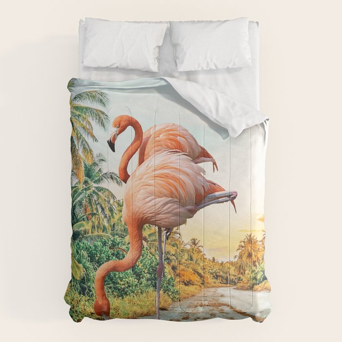 Flamingo Vacay #Photography #Surrealism Comforter
