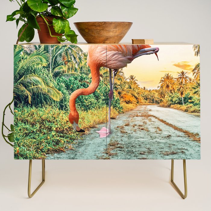 Flamingo Vacay #Photography #Surrealism Credenza