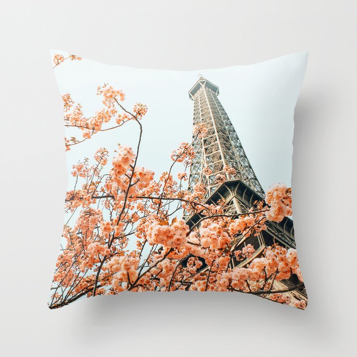 Paris In Spring | Travel Photography Eifel Tower | Wonder Building Architecture Love Throw Pillow