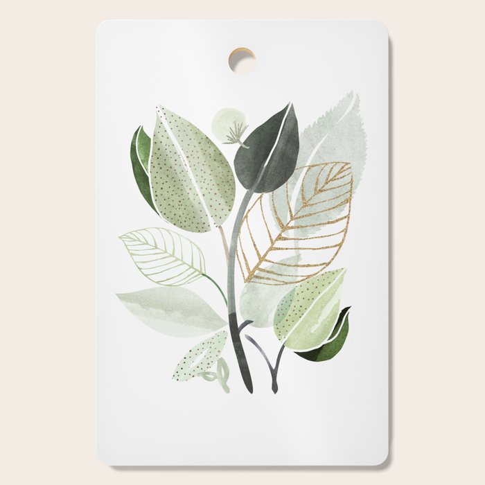 Forest Bouquet - Green Leaves Watercolor Cutting Board
