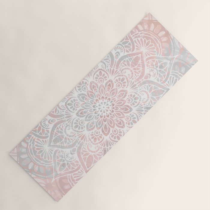 Mandala, Yoga, Love, Coral And Gray, Wall Art Boho Yoga Mat