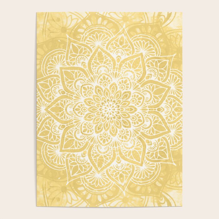 Mandala, Floral, Sun, Wall Art Boho Poster