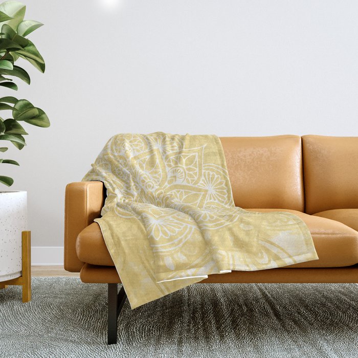 Mandala, Floral, Sun, Wall Art Boho Throw Blanket