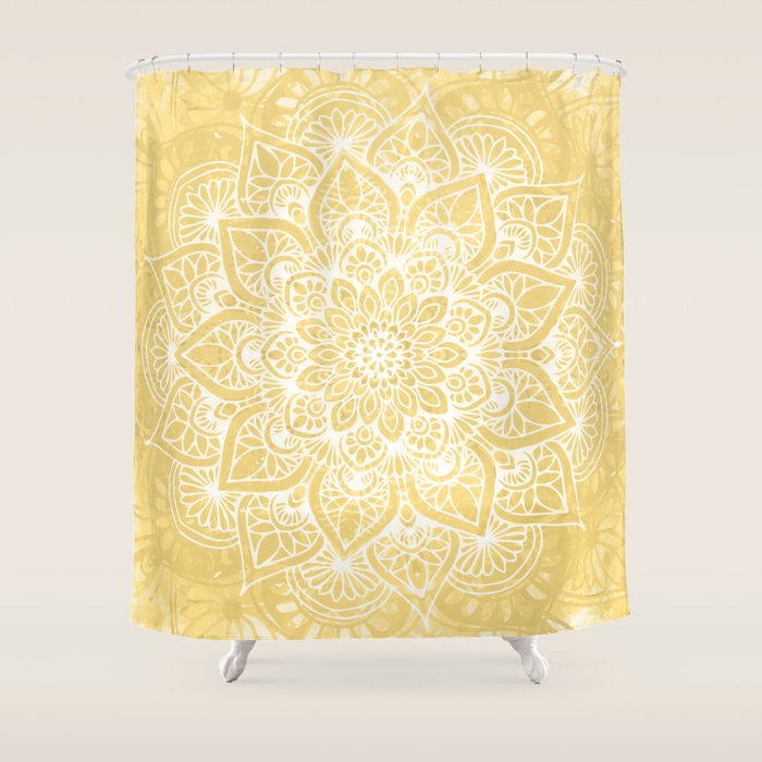Mandala, Floral, Sun, Wall Art Boho Shower Curtain
