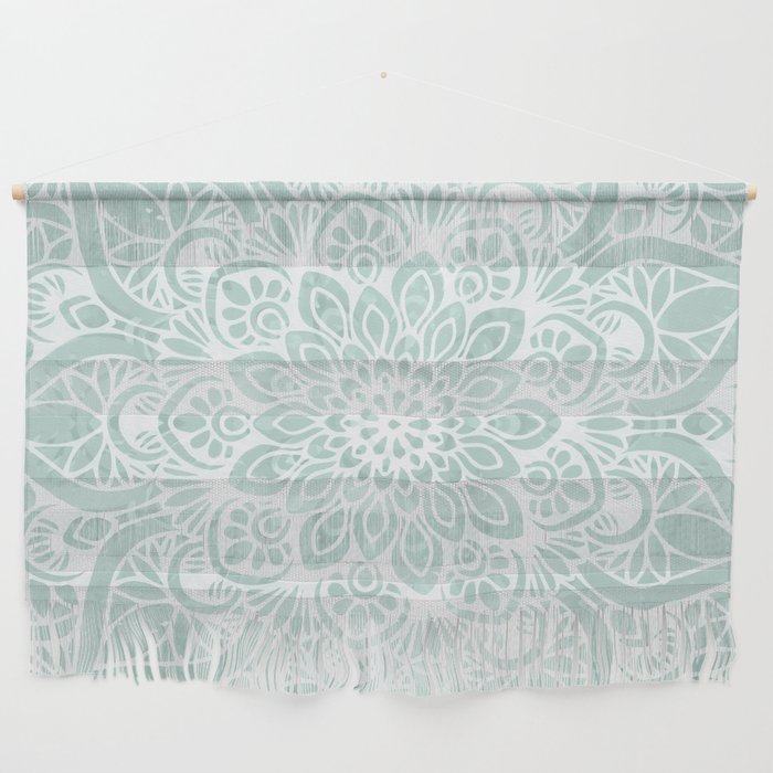 Mandala, Yoga, Love, Flower Of Life, Teal Green Wall Hanging