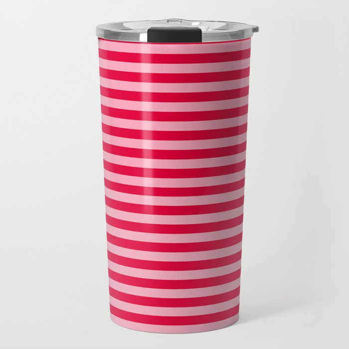 Retro, Beach, Colorful Stripes, Pink And Red Travel Mug