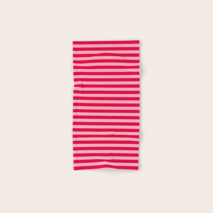 Retro, Beach, Colorful Stripes, Pink And Red Bath Towel