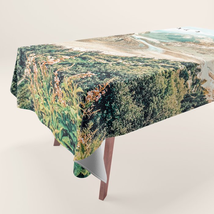 Apricity, Scenic Neutral Pastel Nature Travel Photography, Mountains Exotic Birds Landscape Path Tablecloth