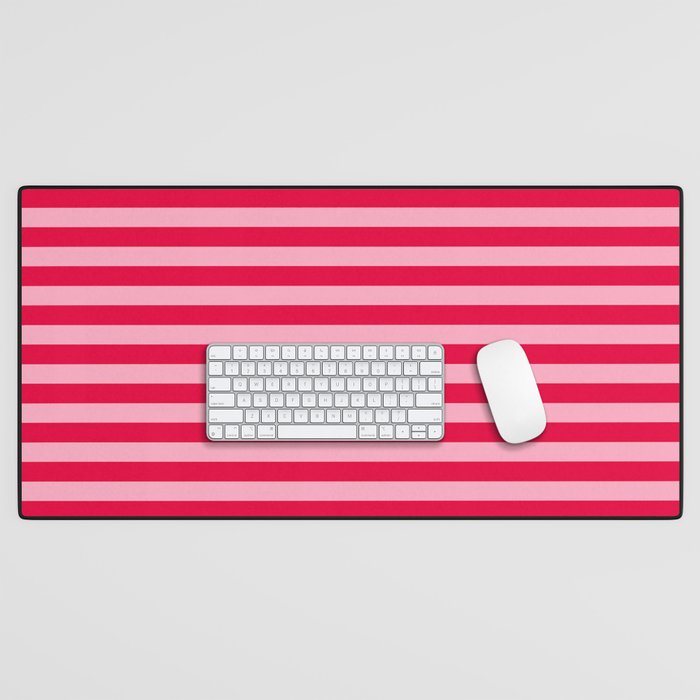 Retro, Beach, Colorful Stripes, Pink And Red Desk Mat