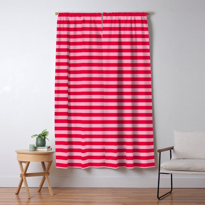 Retro, Beach, Colorful Stripes, Pink And Red Window Curtain