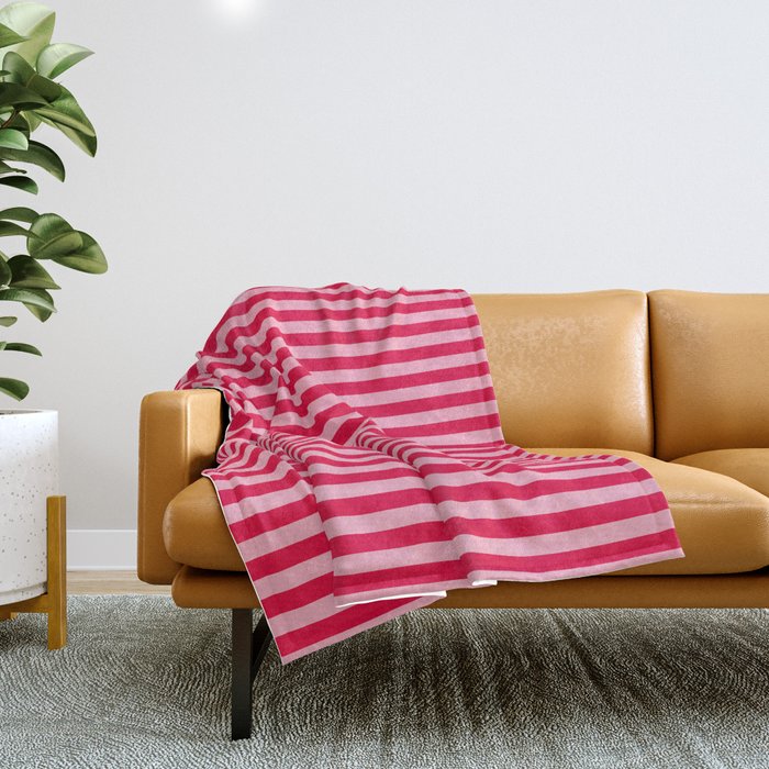 Retro, Beach, Colorful Stripes, Pink And Red Throw Blanket