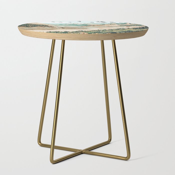 Apricity, Scenic Neutral Pastel Nature Travel Photography, Mountains Exotic Birds Landscape Path Side Table
