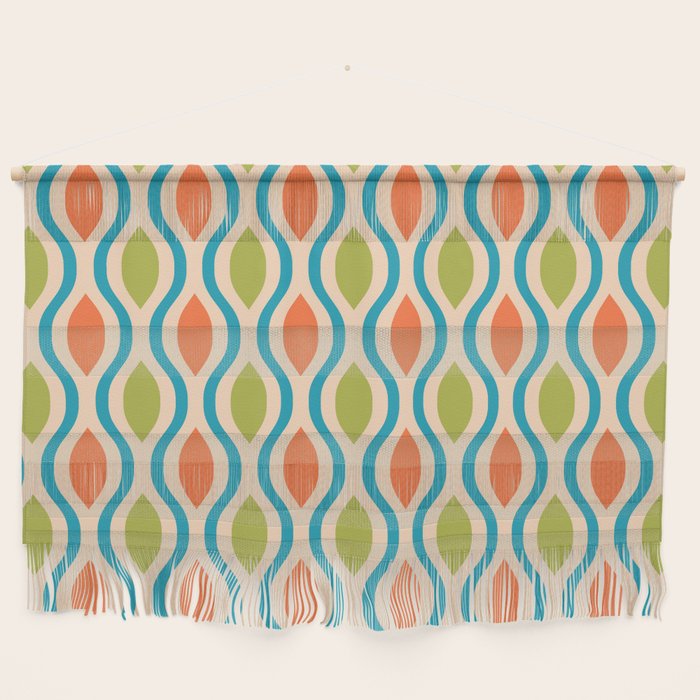 Mid Century Modern Style 336 Orange Turquoise And Olive Green Wall Hanging