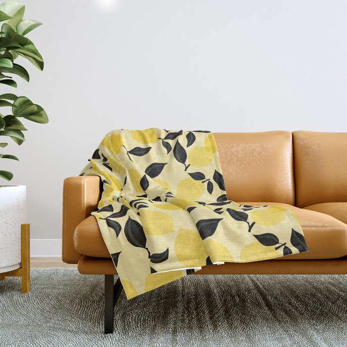 Seamless Citrus Pattern / Lemons Throw Blanket