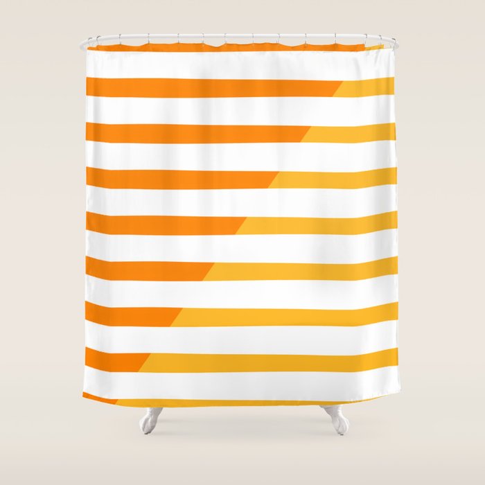 Beach Stripes Orange Yellow Shower Curtain