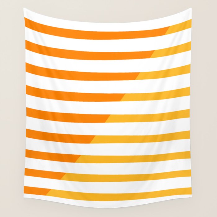 Beach Stripes Orange Yellow Wall Tapestry