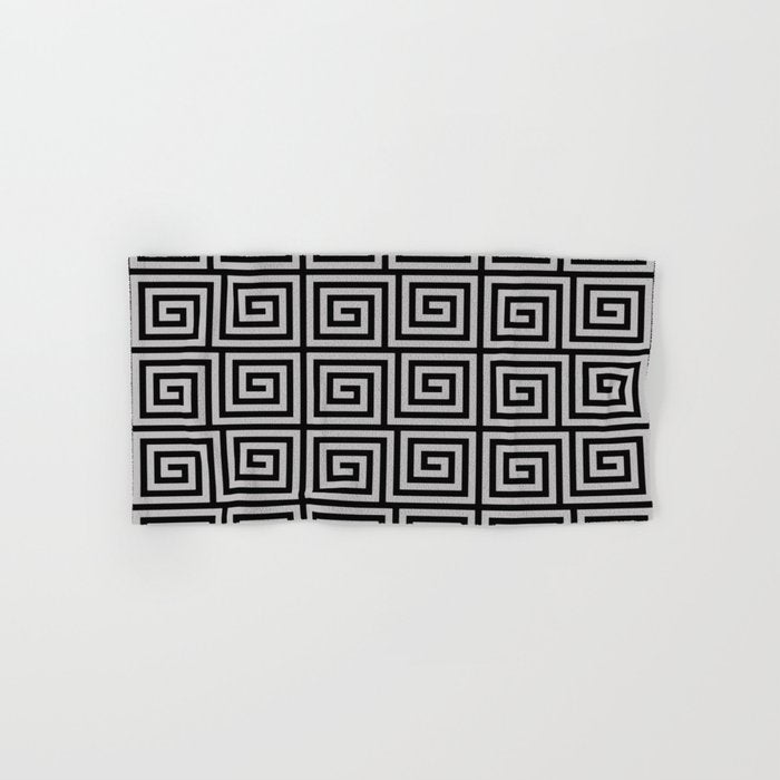 Greek Key Pattern Black And Gray Bath Towel