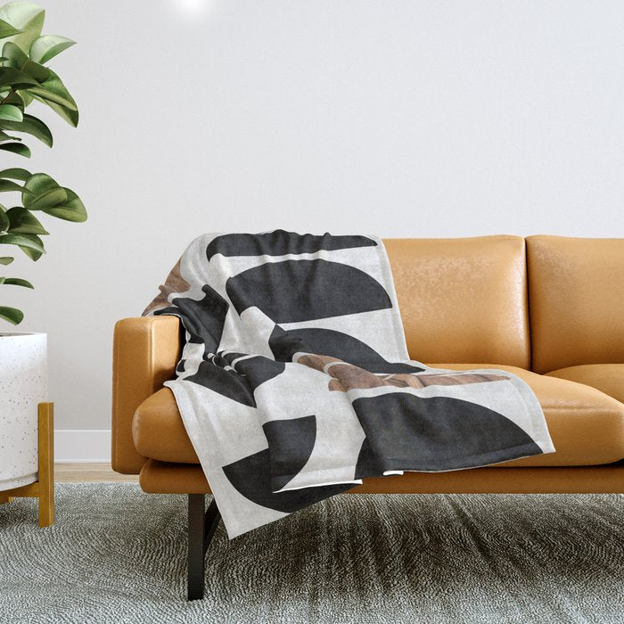 Mid-Century Modern Pattern No.7 - Concrete And Wood Throw Blanket