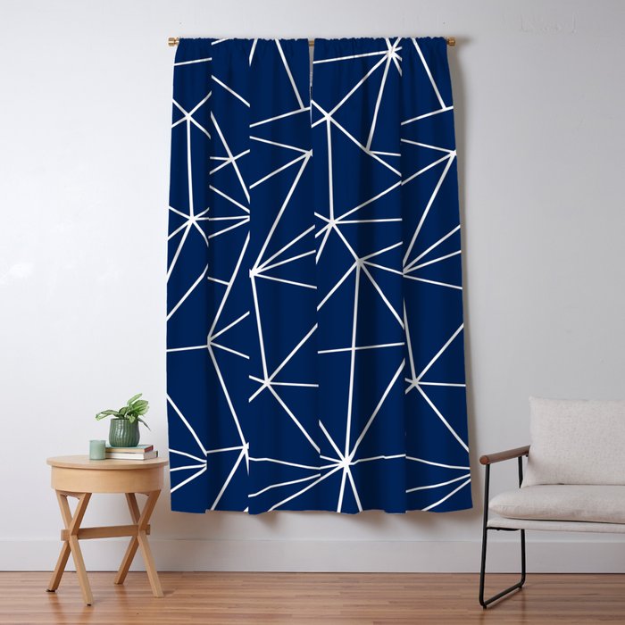 Triangle Geometric Art,  Navy Blue, Pieces Art Window Curtain