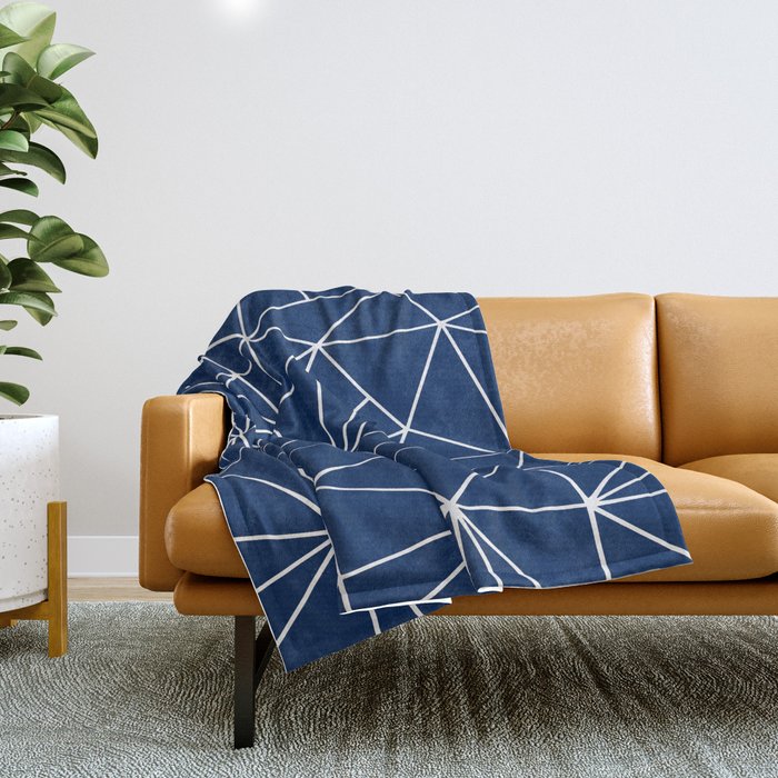 Triangle Geometric Art,  Navy Blue, Pieces Art Throw Blanket