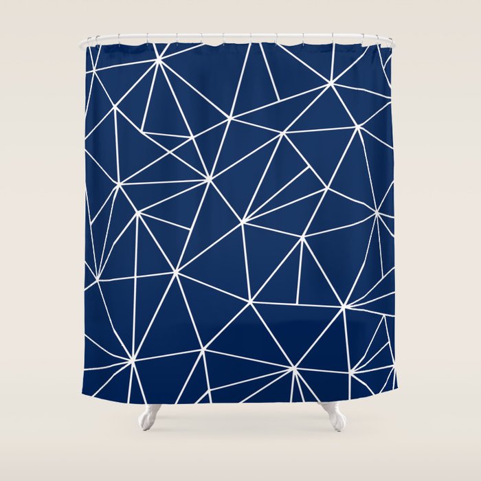 Triangle Geometric Art,  Navy Blue, Pieces Art Shower Curtain