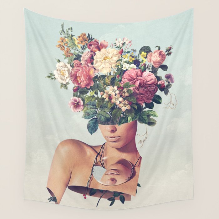 Flower-Ism - Bouquet Pot Head Wall Tapestry