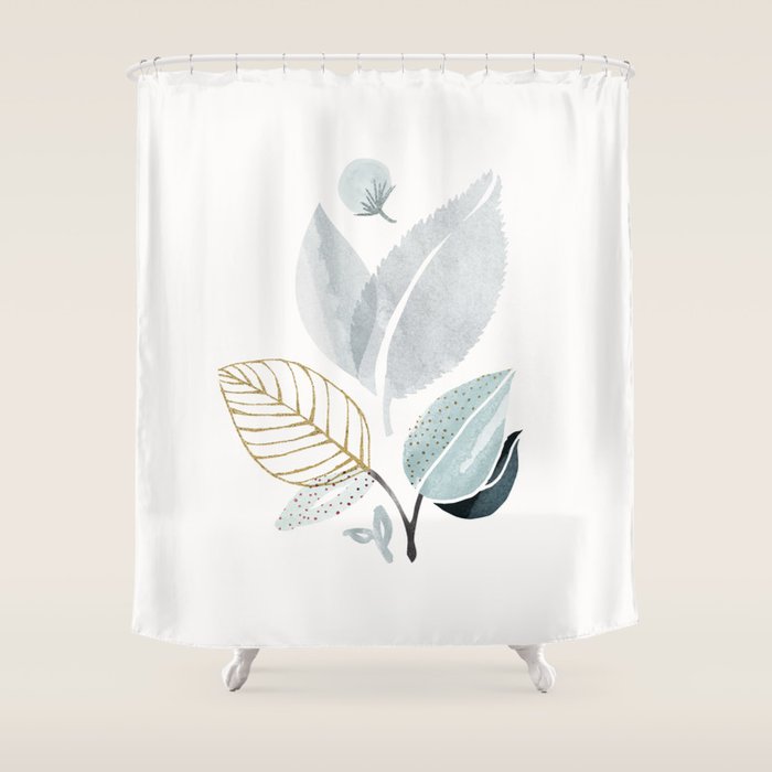 Abstract Botanical Herbs Watercolor Shower Curtain