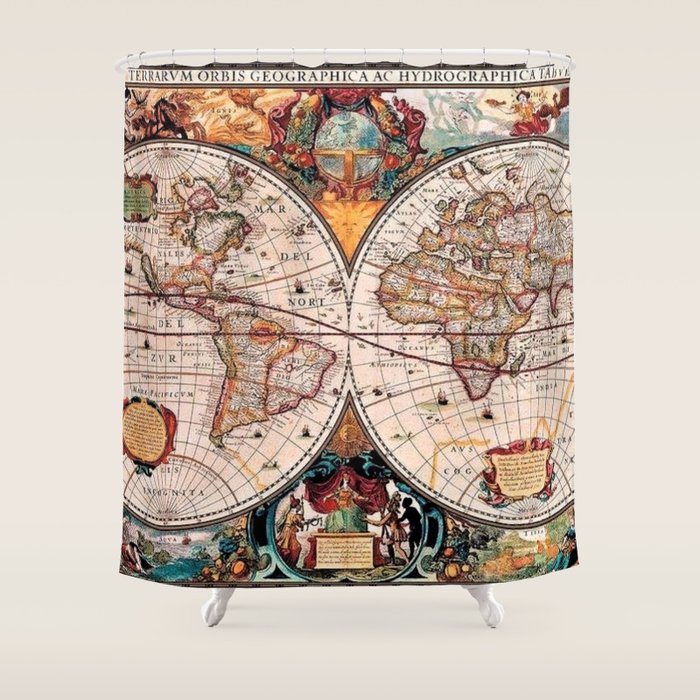 Gorgeous Old World Geographical Map Shower Curtain