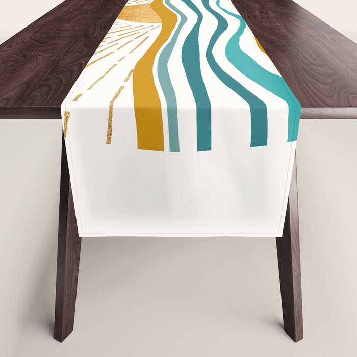 The Sun And The Sea - Gold And Teal Table Runner