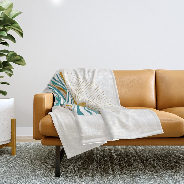 The Sun And The Sea - Gold And Teal Throw Blanket